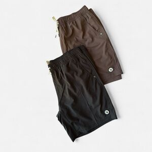 Bundle 2 Vuori Kore Shorts XXL Brand New 7” Black & Brown